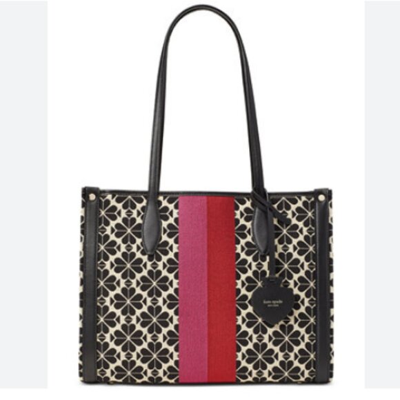 kate spade Spade Flower Jacquard Stripe Market Medium Tote - Picture 2 of 6